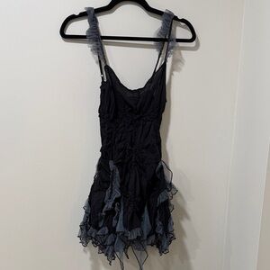 Urban Outfitters Black and Gray Ruffle Dress